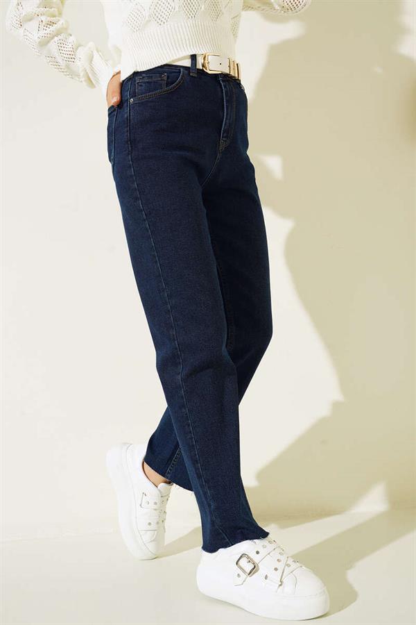 Straight Leg Ripped Jeans Navy Blue