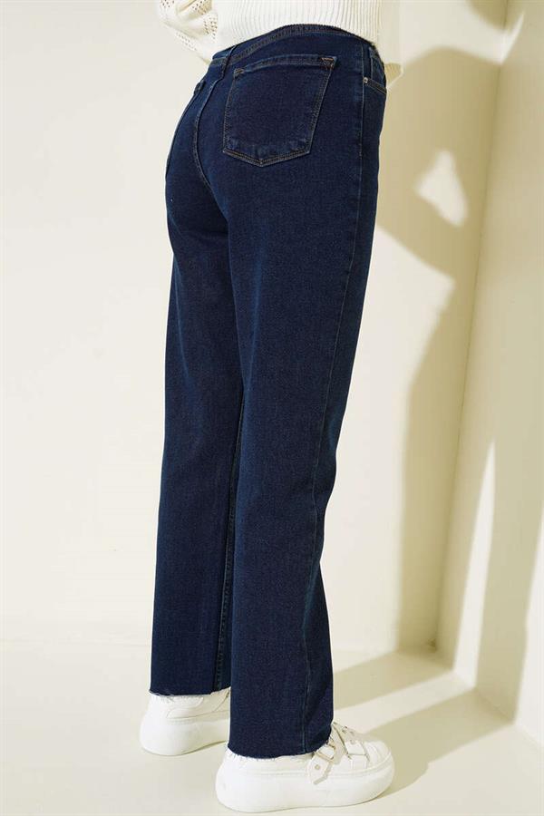 Straight Leg Ripped Jeans Navy Blue