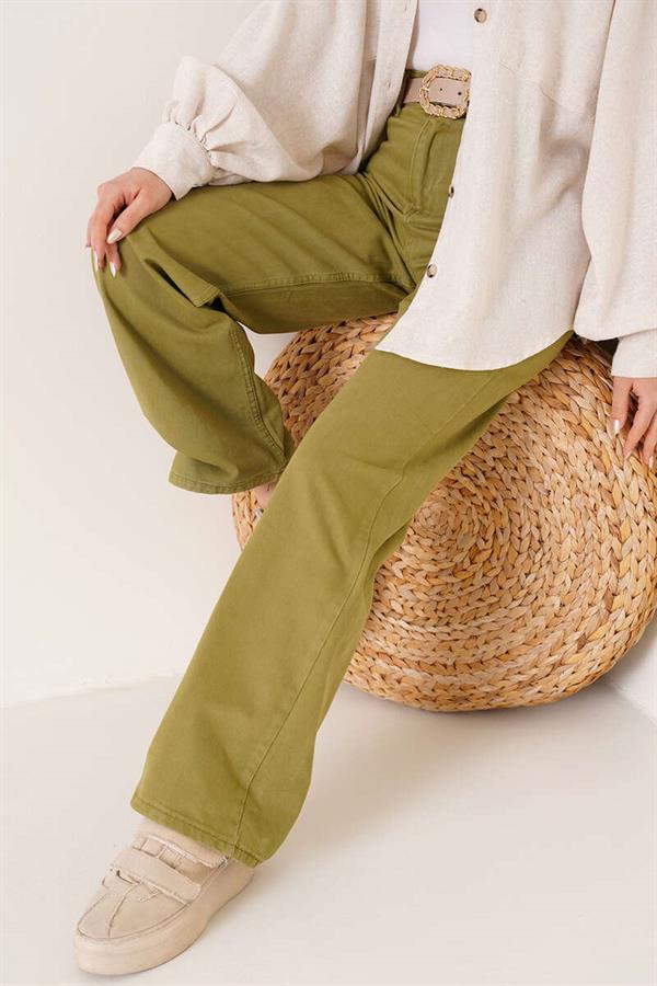Straight Leg Oil Green Jeans