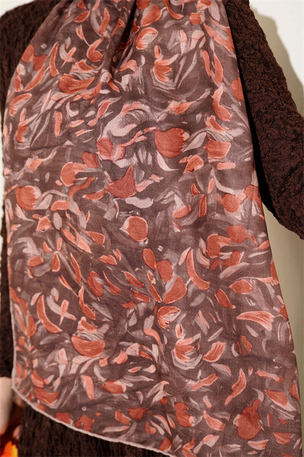 Botanical Pattern Demore Shawl Coffee