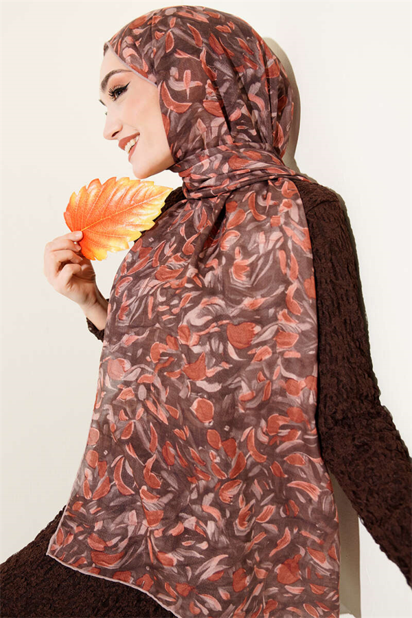 Botanical Pattern Demore Shawl Coffee