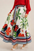 Botanical Patterned Skirt, Ecru