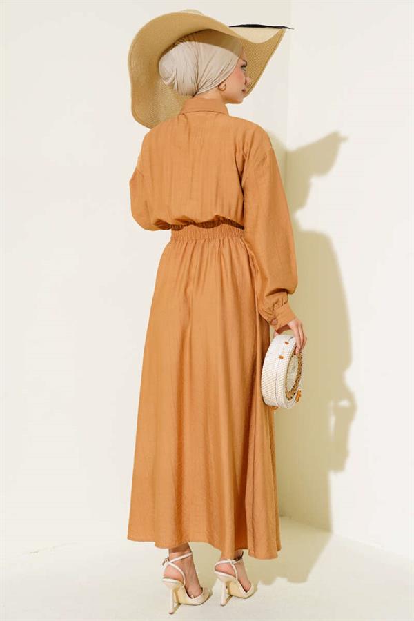 Double Pocket Buttoned Dress Camel