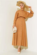 Double Pocket Buttoned Dress Camel