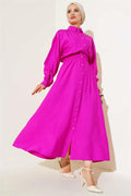 Double Pocket Buttoned Dress Violet