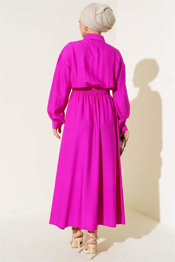Double Pocket Buttoned Dress Violet