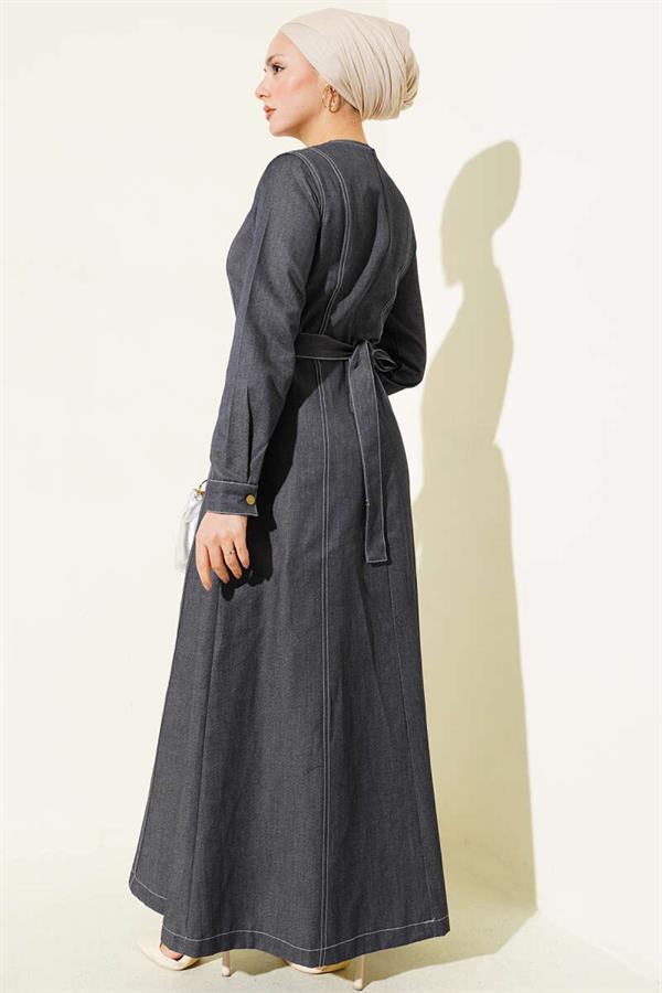 Denim Dress with Full-Length Seam Detail