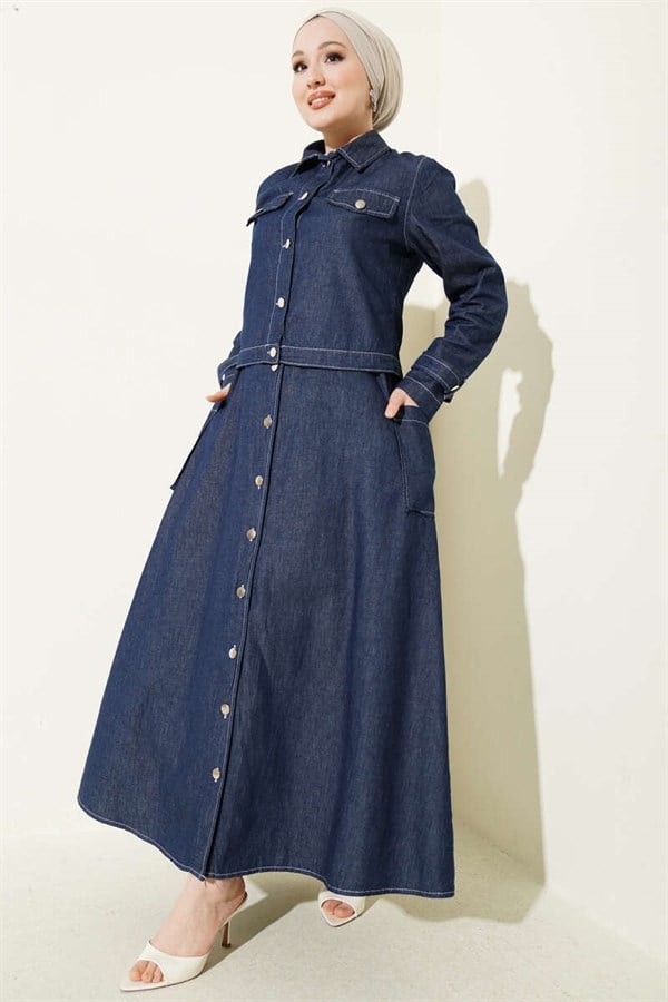 Denim Vest Suit with Button-Down Jacket, Denim Blue