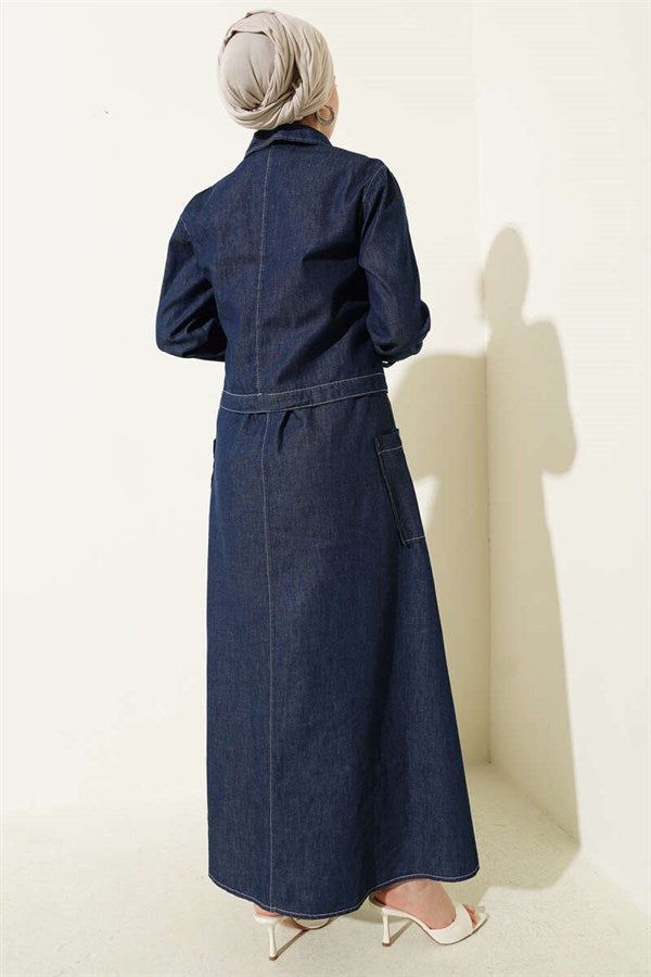 Denim Vest Suit with Button-Down Jacket, Denim Blue