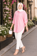 Pink Button-Down Striped Shirt