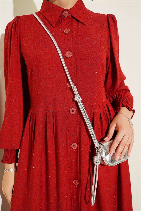 Button-Down Dress in Burgundy