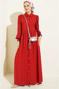 Button-Down Dress in Burgundy