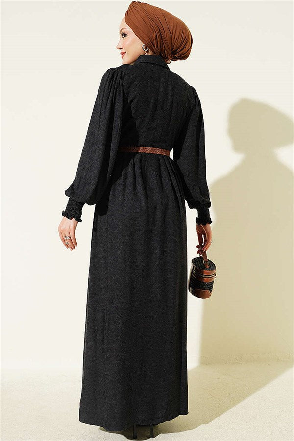 Button-Down Dress with Gipel Detail, Black