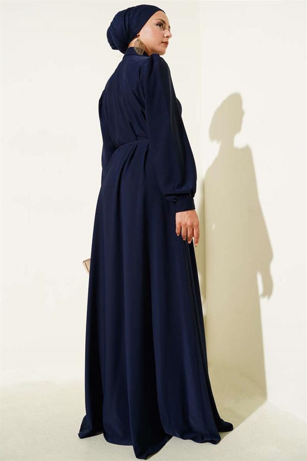 Button-down, Rope Belted Dress, Navy Blue