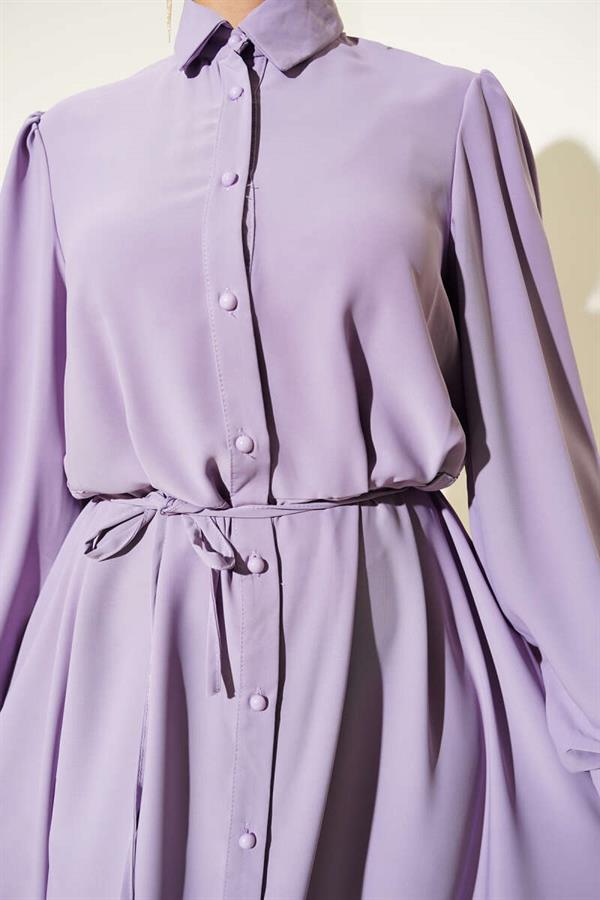 Buttoned-down, Rope Belted Dress, Lilac