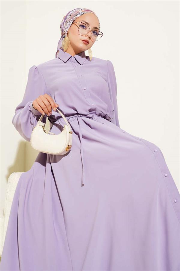 Buttoned-down, Rope Belted Dress, Lilac