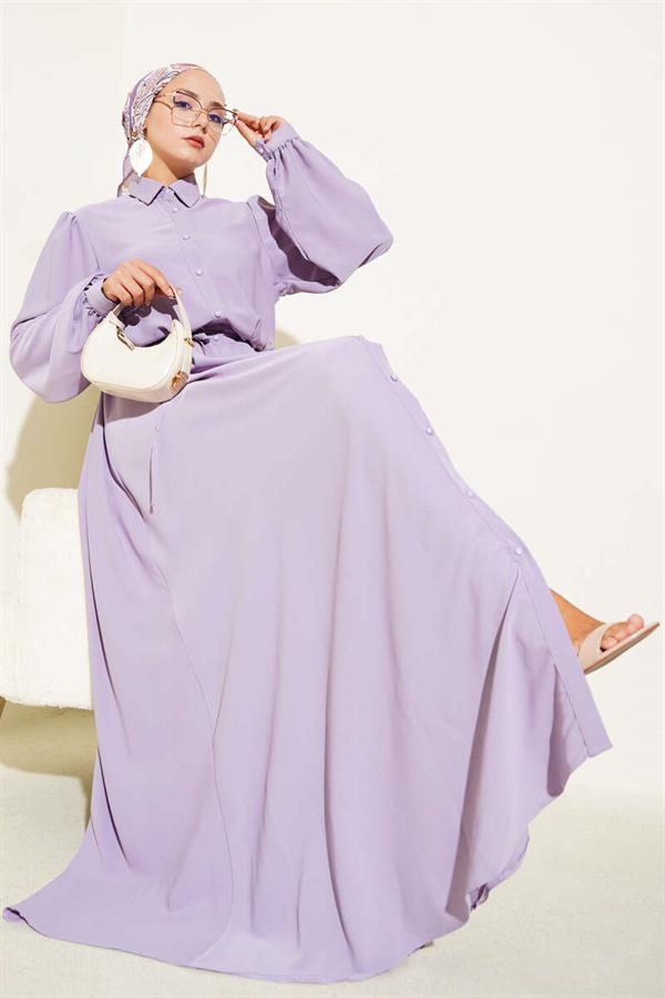 Buttoned-down, Rope Belted Dress, Lilac