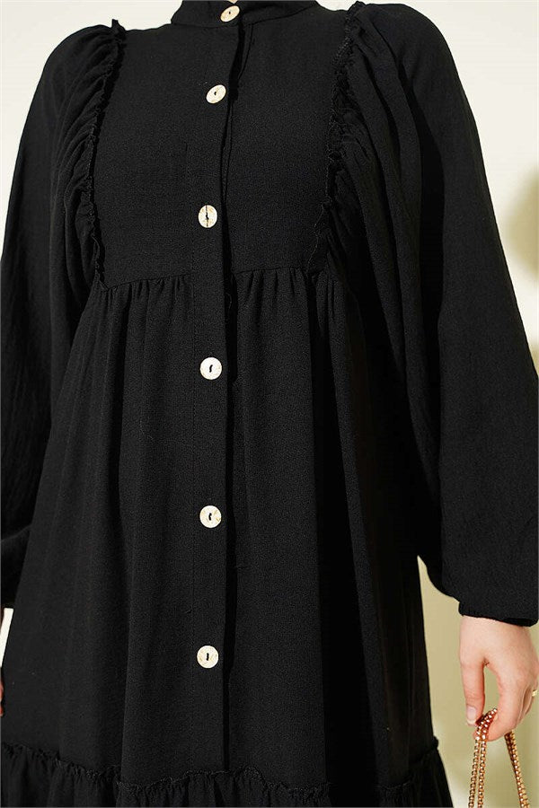 Black Button-Down Layered Dress