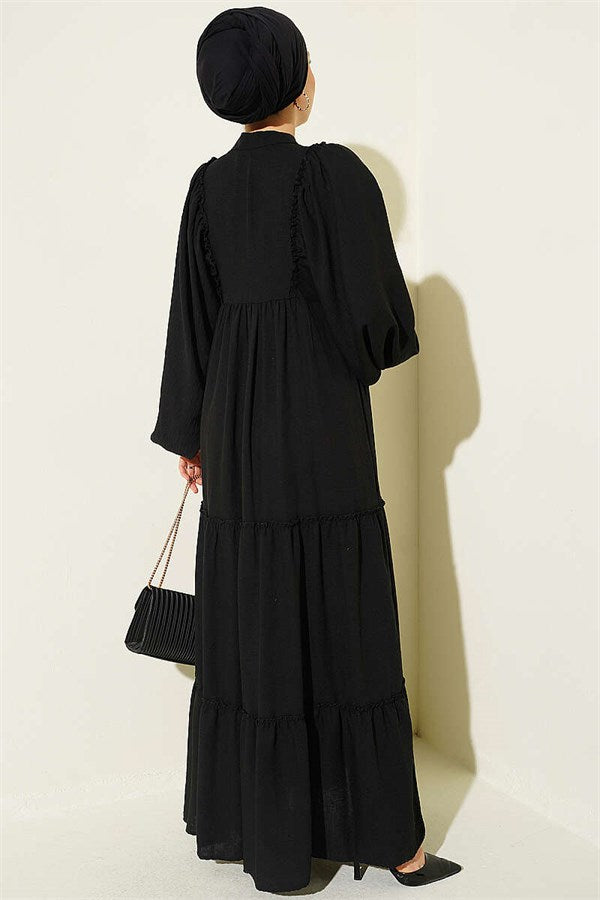 Black Button-Down Layered Dress