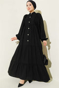 Black Button-Down Layered Dress