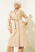 Buttoned Double Breasted Cashmere Coat Beige