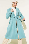 Buttoned Double Breasted Cashmere Coat Turquoise