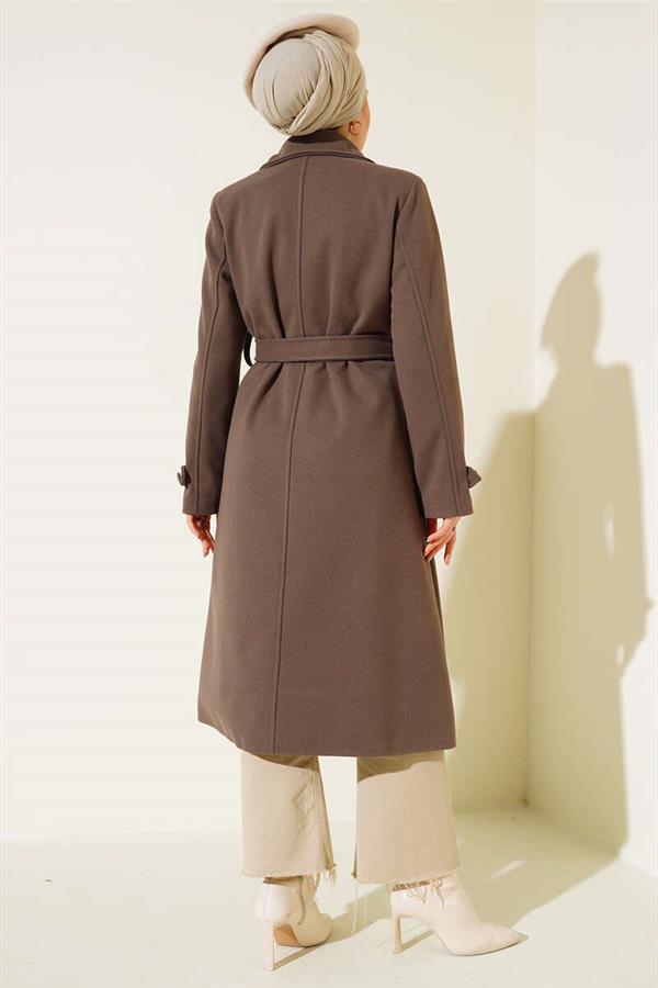Buttoned Double Breasted Mink Cashmere Coat