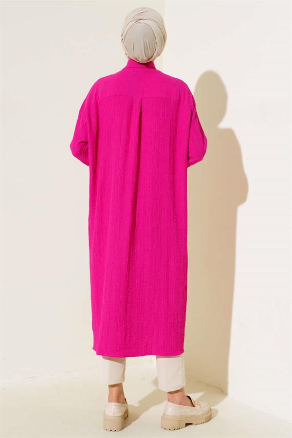 Buttoned Long Tunic Fuchsia