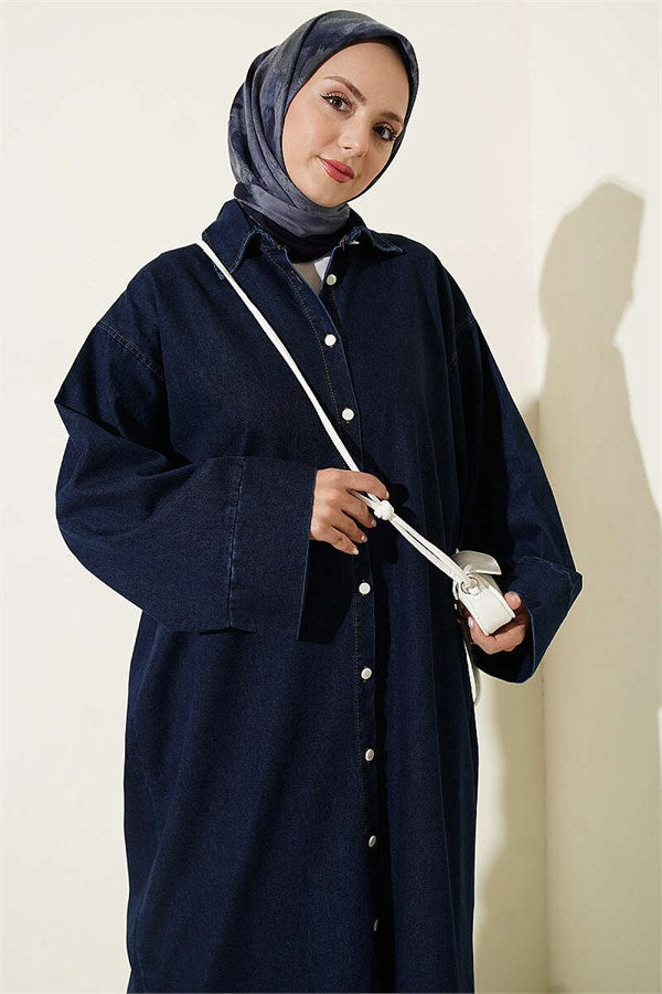 Long Buttoned Tunic Denim