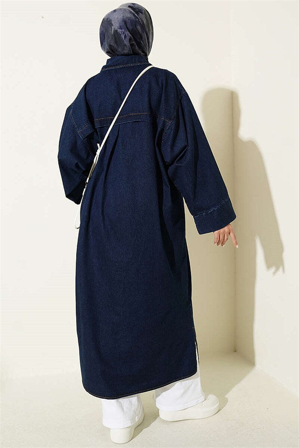 Long Buttoned Tunic Denim