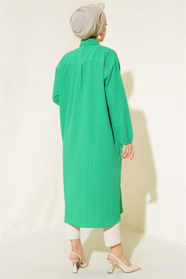 Buttoned Long Tunic Green