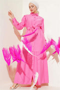 Pink Button-Down Flounce Dress
