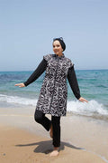Fully Zippered Adjustable Waist Hijab Swimsuit -133