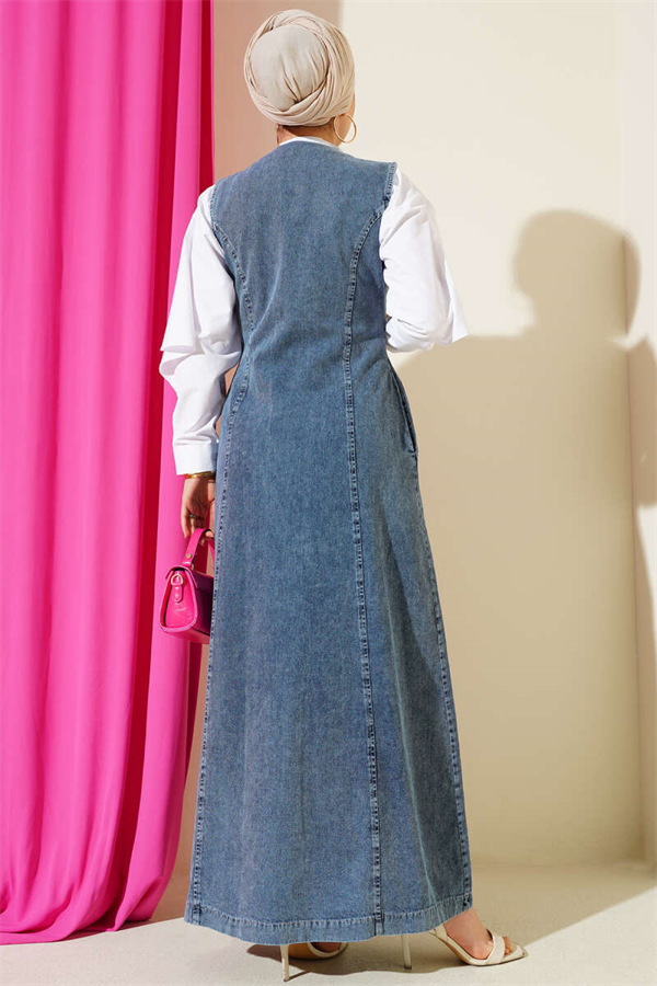 Full-Zip Denim Vest, Light Blue