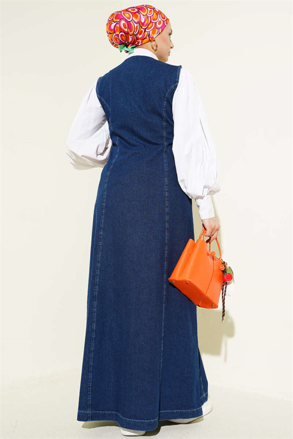 Full-Zip Denim Vest, Blue