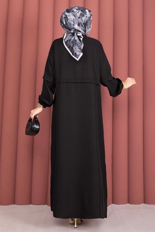 Full-Zip Hijab Abaya, Black
