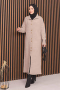 Mink Hijab Knitted Cardigan with Gold Buttons Throughout