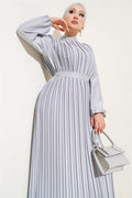 Pleated Satin Dress Gray