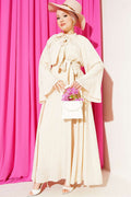 Neckline Dress with Elastic Waist, Beige
