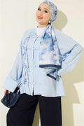 British Button Detail Shirt Blue
