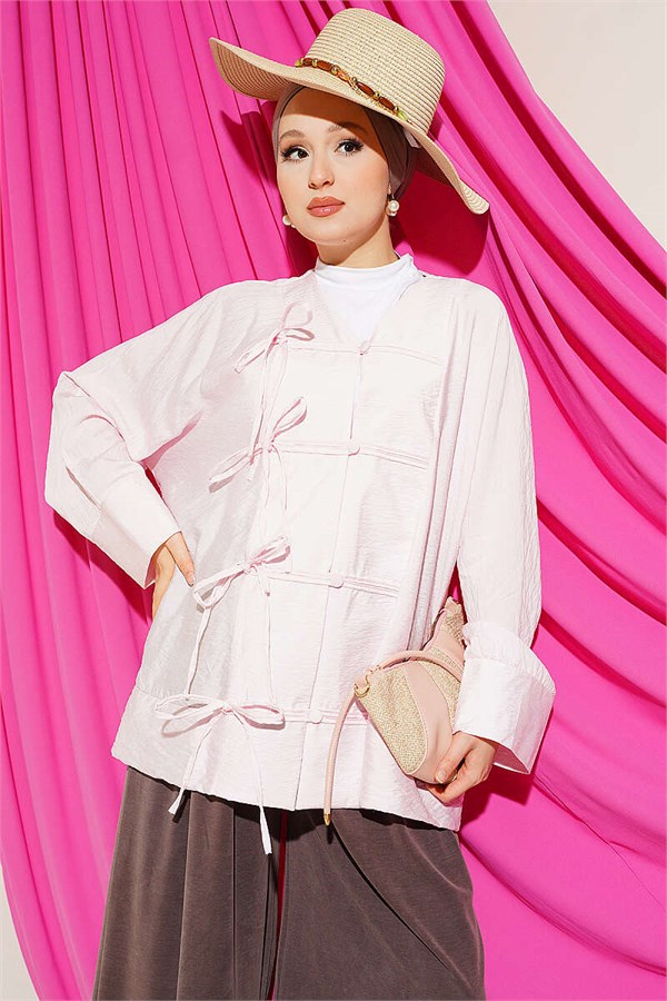 British Button Detail Shirt Pink