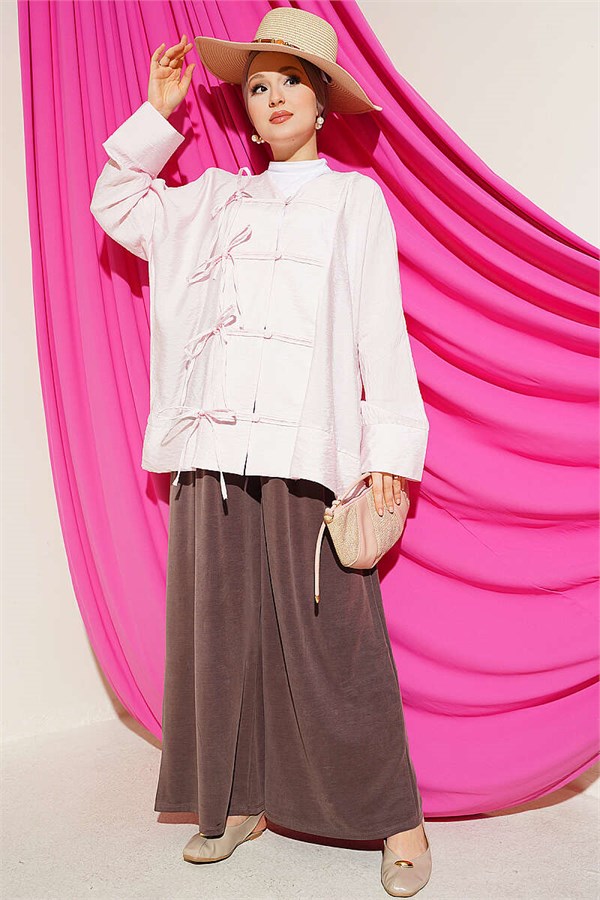 British Button Detail Shirt Pink