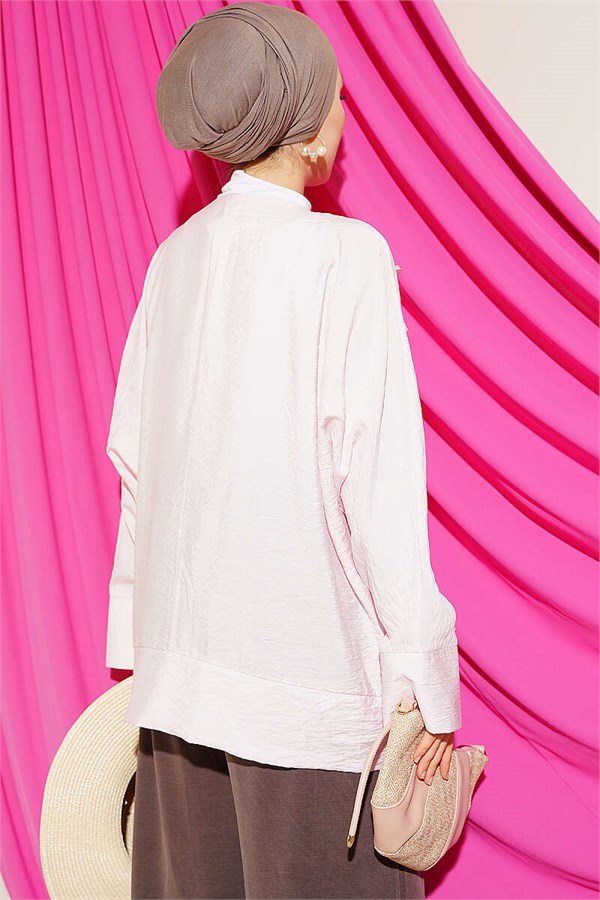 British Button Detail Shirt Pink