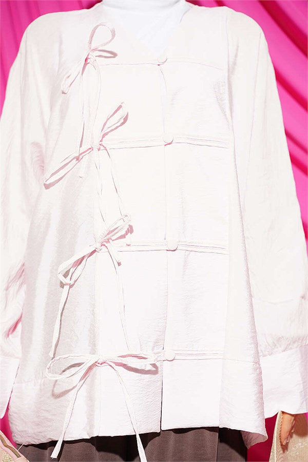British Button Detail Shirt Pink