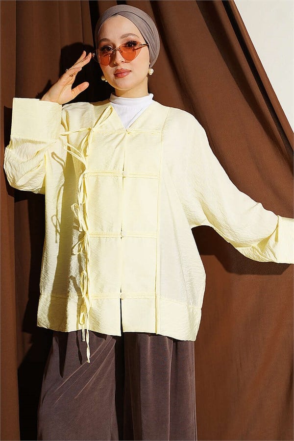 British Button Detail Shirt Yellow