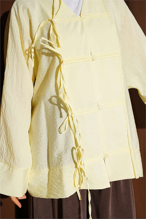 British Button Detail Shirt Yellow