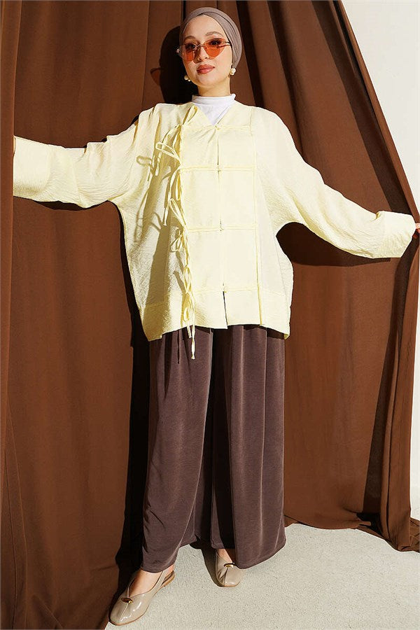 British Button Detail Shirt Yellow