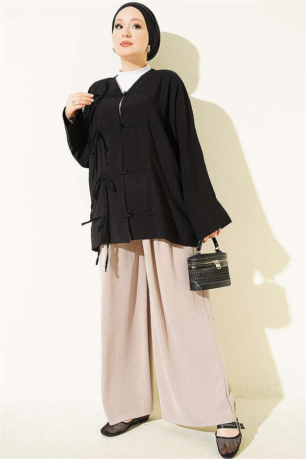 British Button Detail Shirt Black