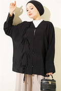 British Button Detail Shirt Black