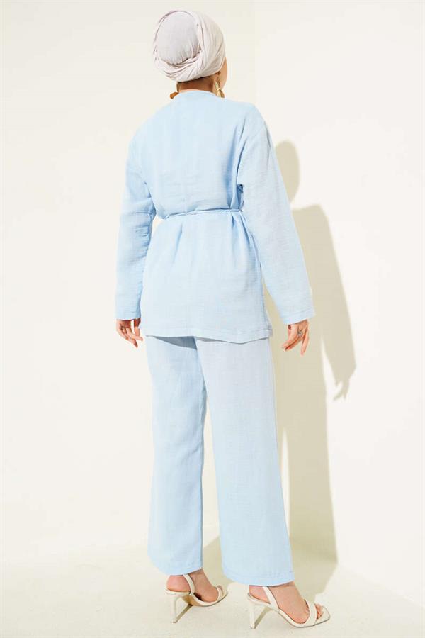 Brit Button Covered 2 Piece Set Blue